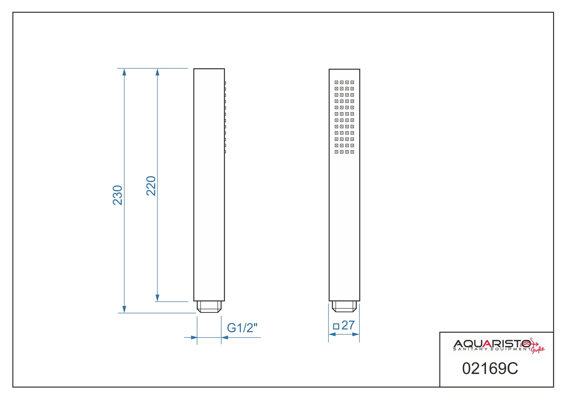 Sprcha 1-polohová, chrom, SQUARE - Obrázek 2