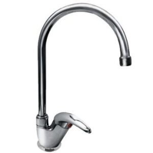 Dřezová stojánková baterie s vysokým kulatým ramínkem, klik-klak, chrom, MOON