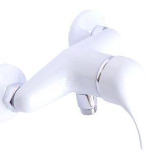 Sprchová stěnová baterie bez příslušenství, rozteč 150 mm, klik-klak, bílá-chrom, PERLA