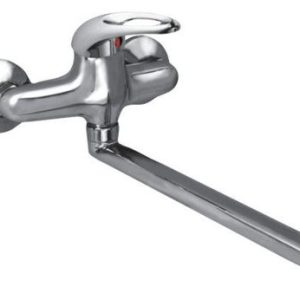 Dřezová stěnová baterie, ramínko 300 mm, rozteč 150 mm, klik-klak, chrom, MOON