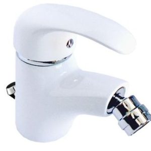 Bidetová stojánková baterie s uzávěrem sifonu, klik-klak, bílá-chrom, PERLA