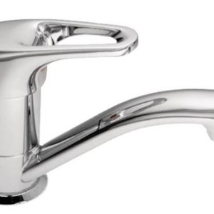 Dřezová stojánková baterie s krátkým ramínkem, klik-klak, chrom, MARS