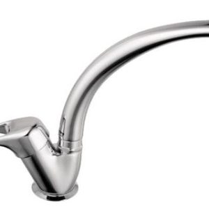 Dřezová stojánková baterie s boční ovládací pákou a horním ramínkem, klik-klak, chrom, MARS