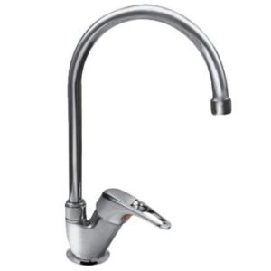 Dřezová stojánková baterie s vysokým kulatým ramínkem, klik-klak, chrom