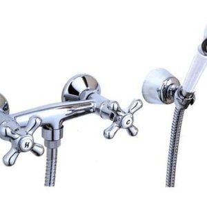 Sprchová stěnová baterie s příslušenstvím, rozteč 150 mm, chrom, DORIAN