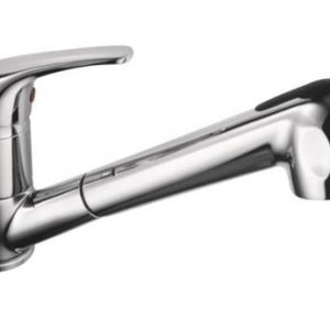 Dřezová stojánková baterie s výsuvnou sprchou, klik-klak, chrom, LUNA