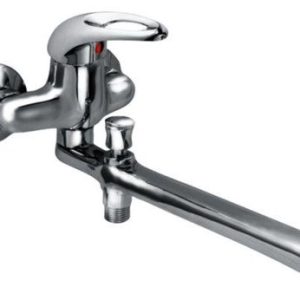 Vanová stěnová baterie do bytového jádra s plochým ramínkem a přepínačem, rozteč 100 mm, klik-klak, chrom, MOON