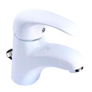 Umyvadlová stojánková baterie s uzávěrem sifonu, klik-klak, bílá-chrom, PERLA