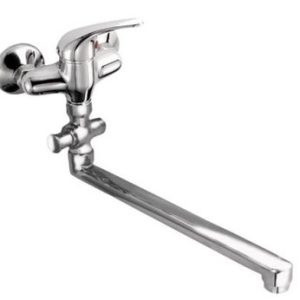 Stěnová baterie do bytového jádra s plochým ramínkem, rozteč 100 mm, klik-klak, chrom, LUNA