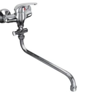 Stěnová baterie do bytového jádra s kulatým ramínkem, rozteč 100 mm, klik-klak, chrom, LUNA