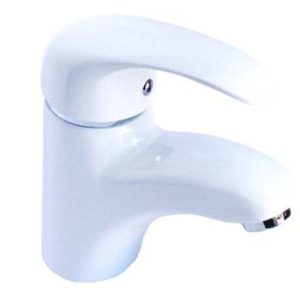 Umyvadlová stojánková baterie bez uzávěru sifonu, klik-klak, bílá-chrom, PERLA