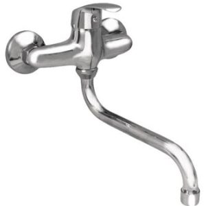 Dřezová stěnová baterie s kulatým ramínkem 200 mm, rozteč 150 mm, chrom – ZORA