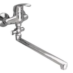 Vanová stěnová baterie do bytového jádra s plochým ramínkem, rozteč 100 mm, chrom – ZORA