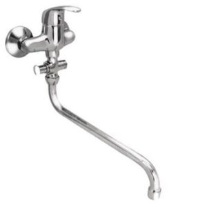 Vanová stěnová baterie do bytového jádra s kulatým ramínkem, rozteč 100 mm, chrom – ZORA