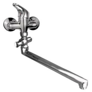 Vanová stěnová baterie do bytového jádra s plochým ramínkem, rozteč 100 mm, klik-klak, chrom, MARS