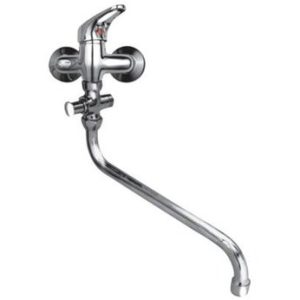 Vanová stěnová baterie do bytového jádra s kulatým ramínkem, rozteč 100 mm, klik-klak, chrom, MARS