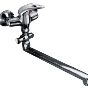 Vanová stěnová baterie do bytového jádra s plochým ramínkem, rozteč 100 mm, klik-klak, chrom, MOON