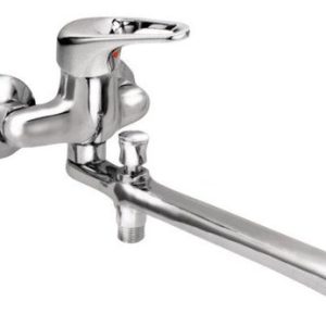 Vanová stěnová baterie do bytového jádra s plochým ramínkem a přepínačem, rozteč 100 mm, klik-klak, chrom, MARS