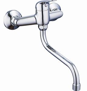 Dřezová stěnová baterie, rozteč 150 mm, kulaté ramínko 200 mm, PLUTO