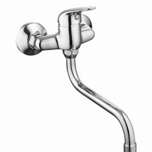 Dřezová stěnová baterie, rozteč 100 mm, kulaté ramínko 200 mm, PLUTO