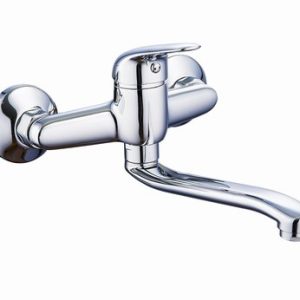 Dřezová stěnová baterie, rozteč 150 mm, tvarované ramínko, PLUTO