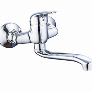 Dřezová stěnová baterie, rozteč 100 mm, tvarované ramínko, PLUTO