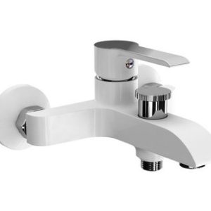 Vanová stěnová baterie s ker.přep., bez sprchové sady, rozteč 150 mm, bílá-chrom, VENTURA