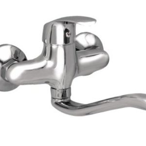 Dřezová stěnová baterie s tvarovaným plochým ramínkem, rozteč 100 mm, chrom – ZORA