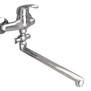 Vanová stěnová baterie do bytového jádra s plochým ramínkem, rozteč 150 mm, chrom – ZORA