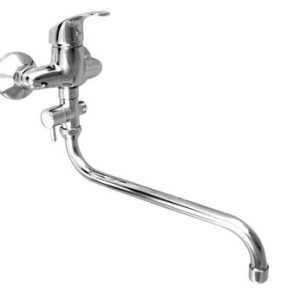 Vanová stěnová baterie do bytového jádra s kulatým ramínkem, keram.přepínačem, rozteč 100 mm, chrom – ZORA