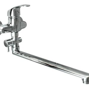 Vanová stěnová baterie do bytového jádra s plochým ramínkem, keram.přepínačem, rozteč 150 mm, chrom – ZORA