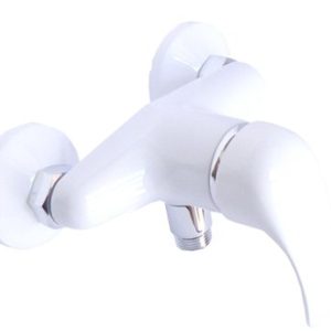 Sprchová stěnová baterie bez příslušenství, rozteč 100 mm, klik-klak, bílá-chrom, PERLA