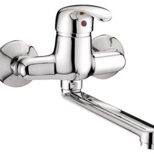 Dřezová stěnová baterie s rovným ramínkem, rozteč 100 mm, klik-klak, chrom, PERLA