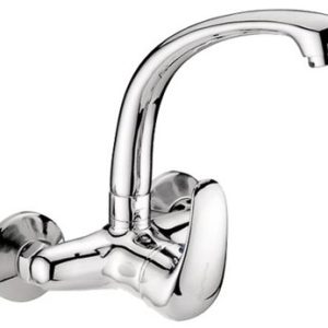 Dřezová stěnová baterie s horním litým ramínkem, rozteč 100 mm, chrom, PERLA