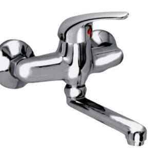 Dřezová stěnová baterie, ramínko 120 mm, rozteč 100 mm, klik-klak, chrom, LUNA