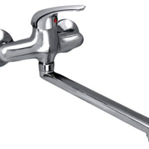 Dřezová stěnová baterie, ramínko 300 mm, rozteč 100 mm, klik-klak, chrom, LUNA