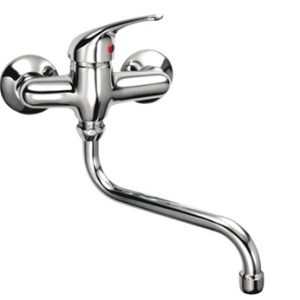 Dřezová stěnová baterie s kulatým ramínkem 200 mm, rozteč 100 mm, klik-klak, chrom, LUNA