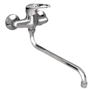 Dřezová stěnová baterie s kulatým ramínkem 300 mm, rozteč 100 mm, klik-klak, chrom, MARS