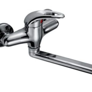 Dřezová stěnová baterie, ramínko 200 mm, rozteč 100 mm, klik-klak, chrom, MOON