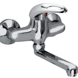 Dřezová stěnová baterie, ramínko 120 mm, rozteč 100 mm, klik-klak, chrom, MOON