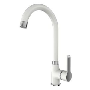 Dřezová stojánková baterie, vysoké ramínko, bílá-chrom, VENTURA