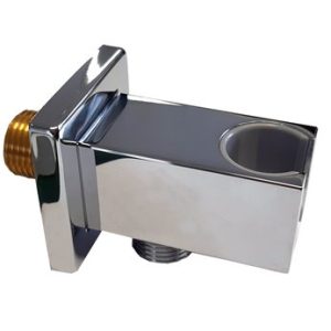 Stěnová přípojka pro sprchovou hadici s držákem ruční sprchy, kov, CUBE