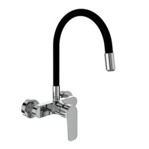 Dřezová stěnová baterie s flexi černým ramínkem, rozteč 150mm, DAKOTA