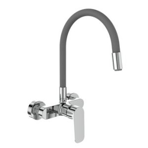 Dřezová stěnová baterie s flexi šedým ramínkem, rozteč 150mm, DAKOTA