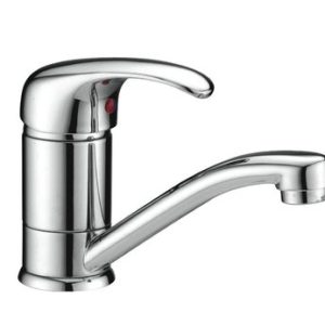 Dřezová stojánková baterie s krátkým ramínkem, klik-klak, chrom, PERLA