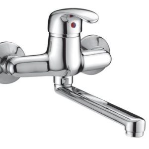 Dřezová stěnová baterie s rovným ramínkem, rozteč 150 mm, klik-klak, chrom, PERLA