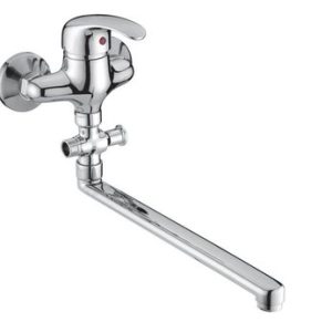 Vanová stěnová baterie do bytového jádra s plochým ramínkem, rozteč 100 mm, klik-klak, chrom, PERLA