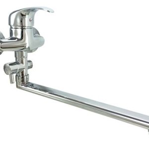 Vanová stěnová baterie do bytového jádra s plochým ramínkem, keram.přepínačem, rozteč 100 mm, klik-klak, chrom, PERLA