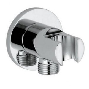 Stěnová přípojka pro sprchovou hadici a držákem ruční sprchy, kovová, ASSO