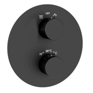 Podomítková sprchová termostatická baterie pro 2 odběrná místa, s AQS-boxem, kulatá krytka, ERIDA